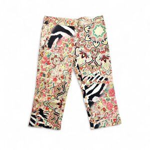 Roberto Cavalli Floral and Zebra Print Capris